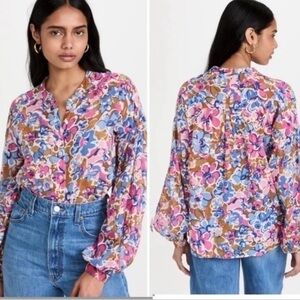 Banjanan Ella Flora Floral Cotton Voile Button Down Shirt Size XS Tuckernuck